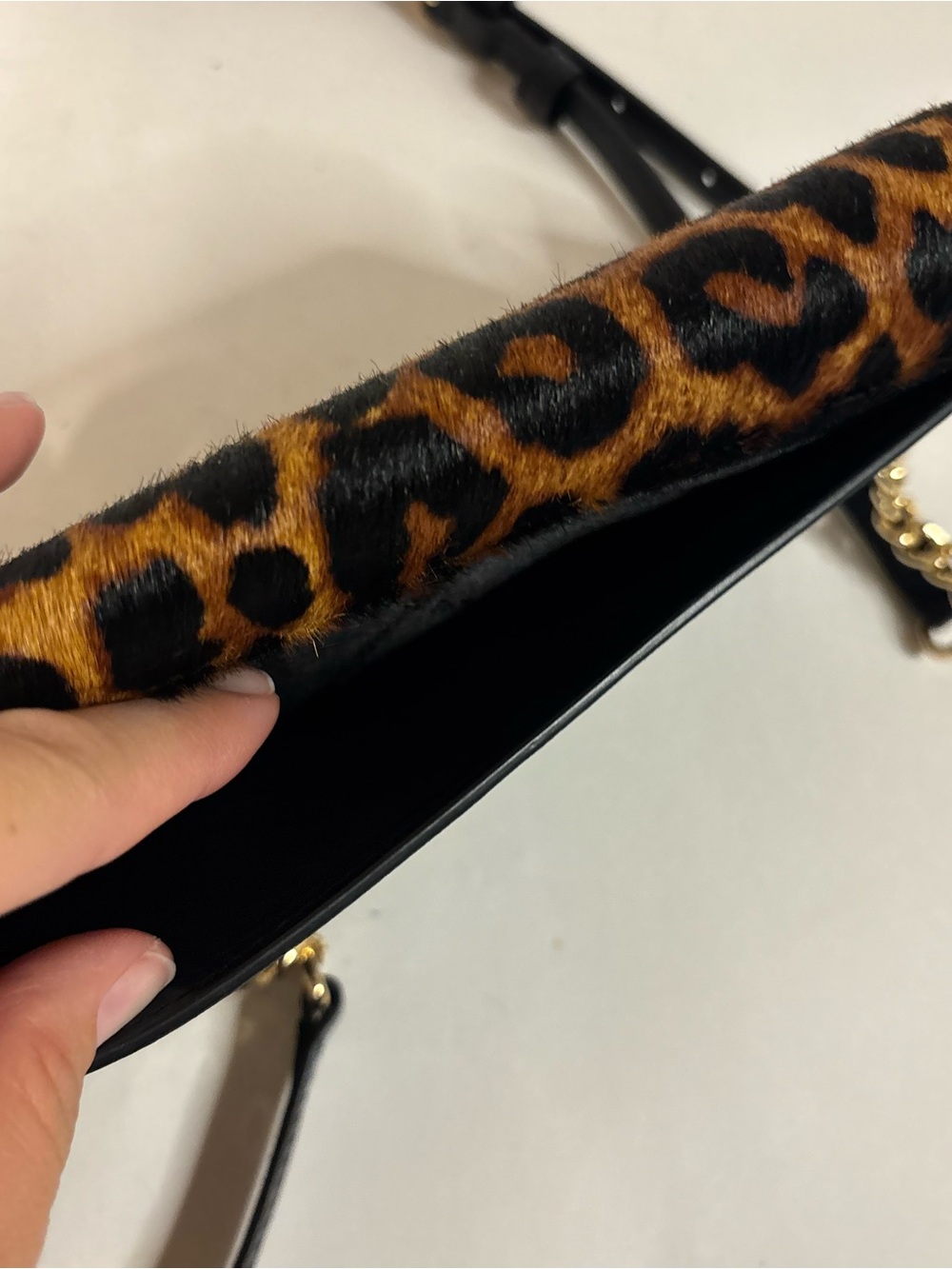 Michael Kors Carson Leopard Print Clutch with Black Trim & Gold Hardware - Picture 7 of 13
